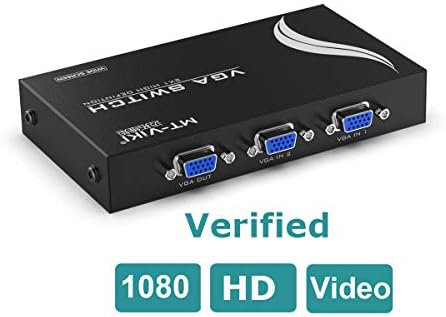 VGA Switch 2 Port, MT-VIKI Audio Video Switcher Selector 2 In 1 Out