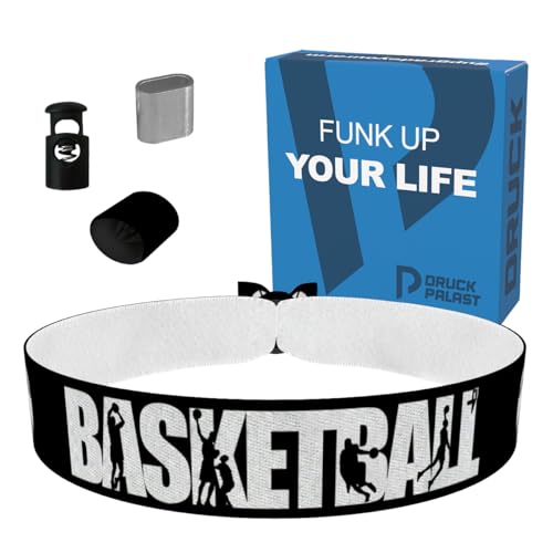 Basketball schwarz Stoffarmband - Satinarmband wasserfest & langlebig - Sportarmbänder für Sportbegeisterte - Geschenk für Basketballspieler - Trendige Sportaccessoires - Unisex Armband