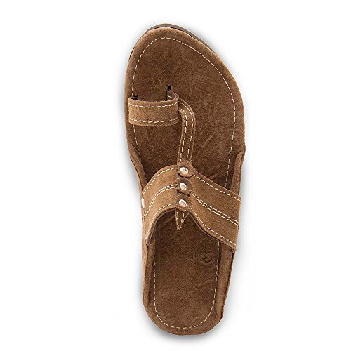 Image of Men Kolhapuri Design Leather Ethnic Mojari Slipper 205-8 Brown