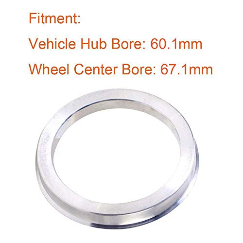 Image of ZHTEAPR 4pc Wheel Hub Centric Rings 67.1 to 60.1 - OD=67.1mm ID=60.1mm - Aluminium Alloy Wheel Hubrings 60.1 to 67.1
