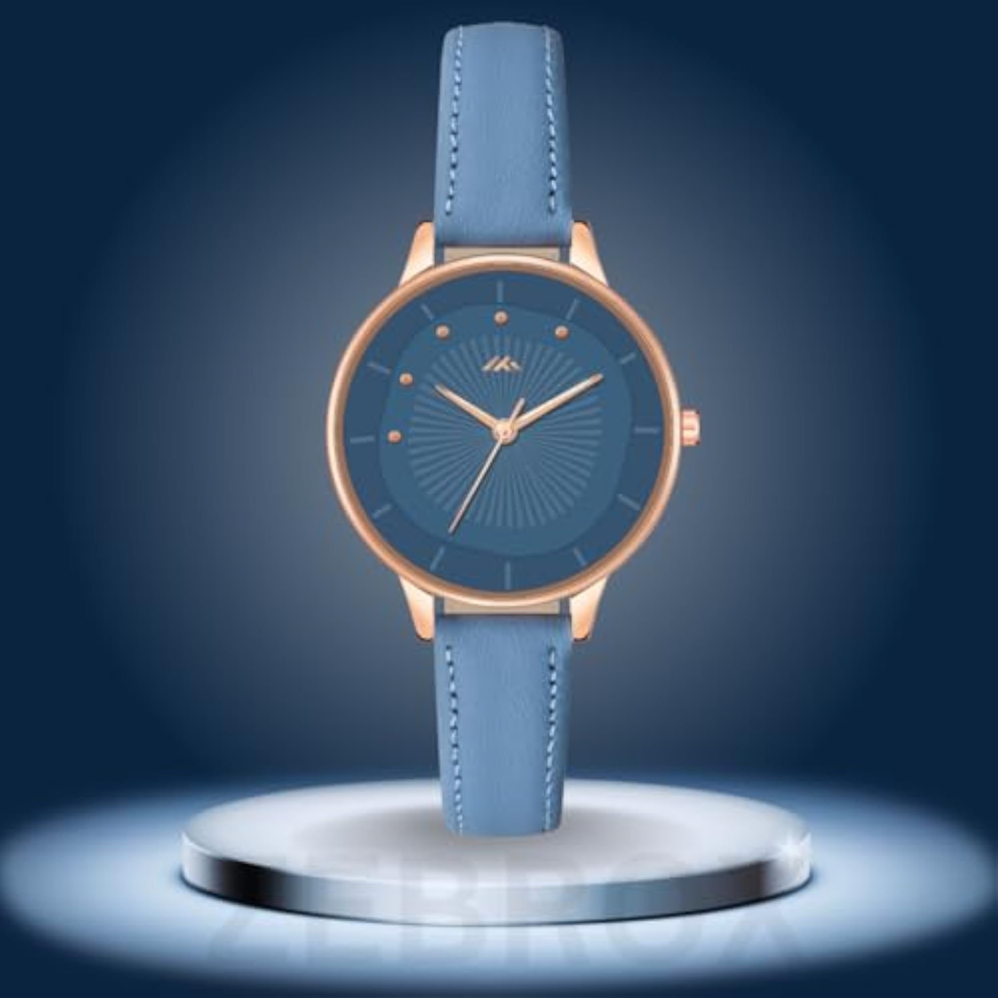 Women's Rose Gold Analog Watch with Leather Strap