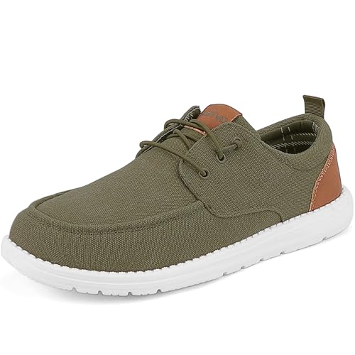 Image of ASITVO Men's Wide Canvas Loafers Slip on Boat Walking Shoes Casual Dress