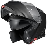 thermoplastische Schale Bogotto V271 Motorrad Klapphelm (Black,M)