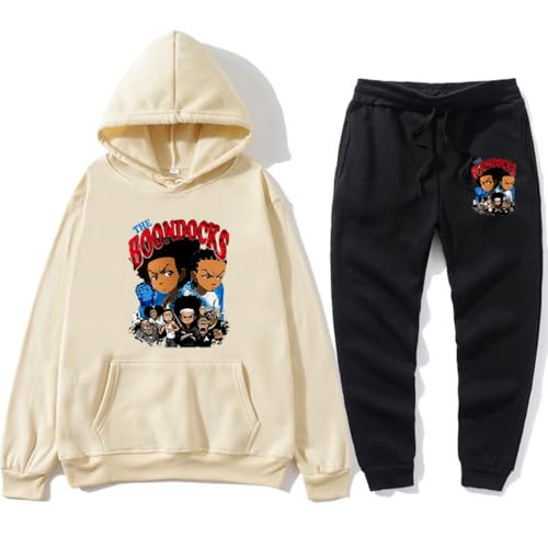 The Boondocks Hoodies Sportswear Hooded Sweatpants Set Novelty Autumn Two Piece Sweatshirt Pants Suit