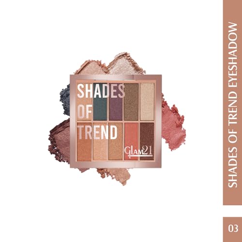 Glam21 Shades of Trend Eyeshadow Palette | 10 Highly Pigmented Shades |Smudge Free & Long-Lasting| Shimmery Finish| 4gm - Shade -03 - Image 2