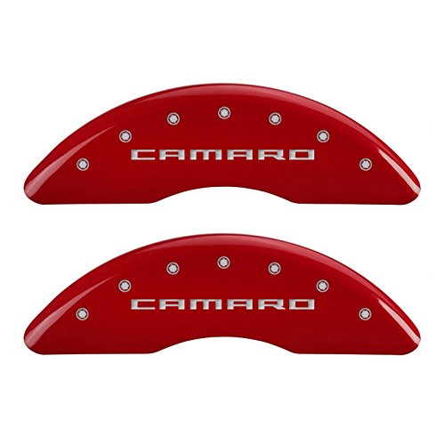 Image of MGP Brake Caliper Covers for 2016-2024 Chevrolet Camaro 1SS & 2SS | Requires 19 inch+ Wheels, Red Powder-Coated Aluminum, 4 PCS Front and Rear, CAMARO + SS Engraving