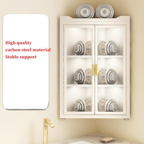 Armario esquinero montado en la pared, almacenamiento alto sobre el inodoro con estantes y puerta ajustables, organizador versátil para baño, lavandería, cocina (blanco)