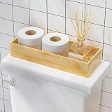 Toilet Tank Tray, Guest Towel Organizer Holder, Bathroom Accessory Vanity Bamboo Tray Wood Sink Tray