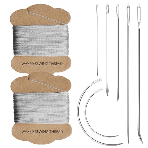 Upholstery Repair Kit: Extra Strong Waxed Sewing Thread 2Rolls (Gray...