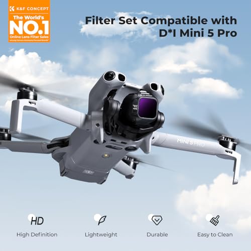 Image of K&F CONCEPT ND Filter Set Compatible with DJI Mini 5 Pro, 6 Pack ND4 ND8 ND16 ND32 ND64 ND1000 Neutral Density Filters Drone Lens Accessories, Multi Coated HD Optical Glass Plastic Frame
