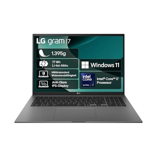 LG gram Notebook 2025 17 Zoll Laptop - Intel Core Ultra 7 (16GB RAM, 1TB SSD, Intel Arc Graphics, Windows 11 Home, Bluetooth 5.3, 2xThunderbold 4) - Grau