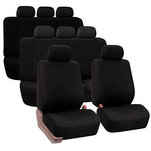 TLH Flat Cloth Seat Covers 3 Row 8 Seaters, Black Color-Universal Fit