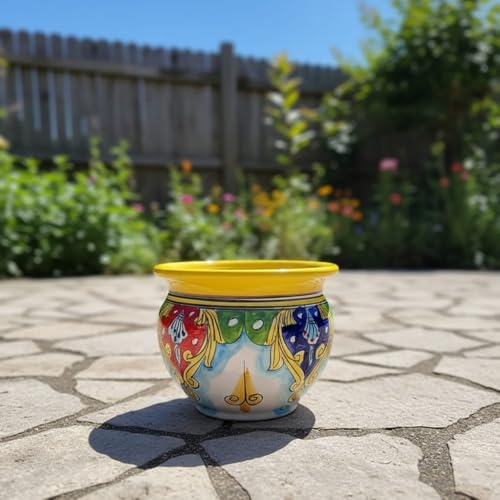 Generico Vaso Cachepot Gaspò in Ceramica Stile Caltagirone Sicilia Vietri Decorato a Mano – Diametro 25 cm 1812251600