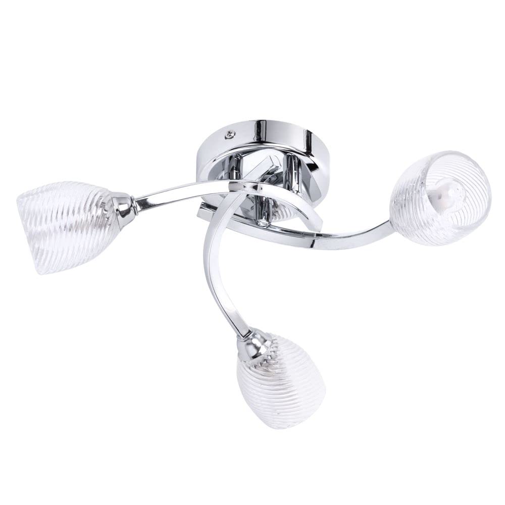 LITECRAFT Catri Ceiling Light Flush Bathroom IP44 Rated 3 Arm - Polished Chrome