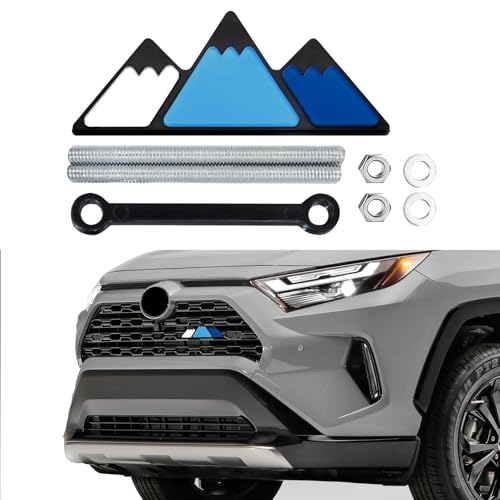 Image of Tri-Color Grille Decor Badge, Front Grill Emblem, Tri-Color Grille Badge Emblem Decoration Accessories, Grille Insert Trims Car Decor Fit for Tacoma 4Runner Tundra (Snow Mountain Blue)