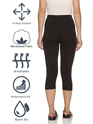 Image of OUTFLITS Women's Knee-Length Cotton Spandex Essential Capri Stretchy Leggings |Small - 2XL Adult |Yoga Leggings, Workout, Gym, Running 3 /4th Leggings for Women(OFLLC)