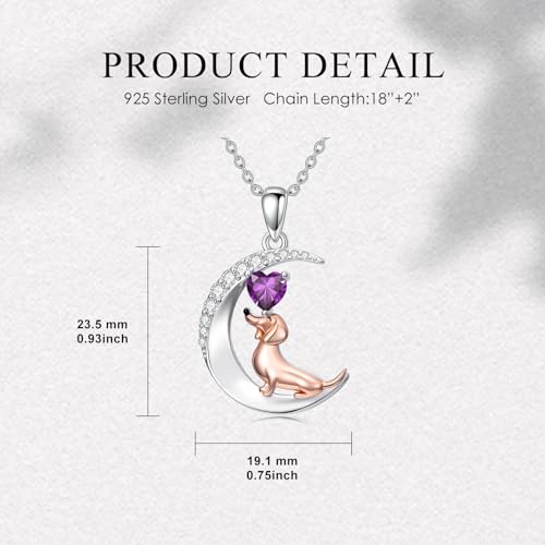 Image of PROESS Animal Birthstone Necklace 925 Sterling Silver Otter /Axolotl /Hippo /Elephant /Dachshund /Monkey /Red Panda Pendant Necklace Animal Birthstone Jewelry Gifts for Women