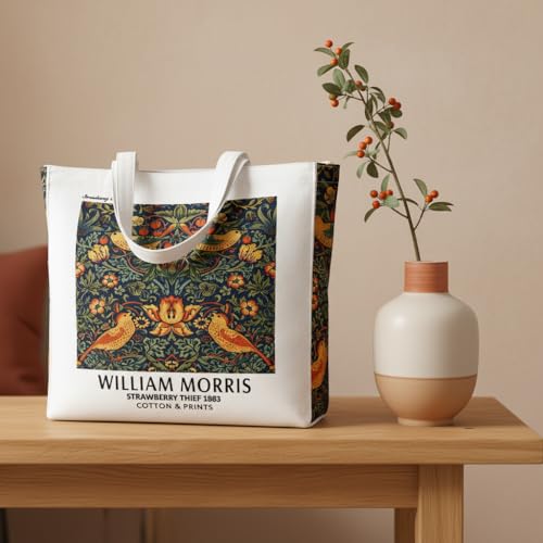 Image of Artsy Canvas Tote Bag for Women | Zipper Closure, Bottle Holder & Keychain Hook | Premium Cotton Canvas Bag for Travel, College, Office | Reusable Shopping Tote Bag Gift