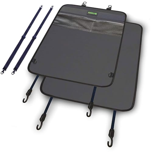 Miloll Kick Mats Pack of 2 - Car Seat Backrest Protector - Reversible Waterproof Anti-Dirty Resistant W/Adjustable Strap-Premium Faux Leather - Car Seat Protectors for Child Seats Gray