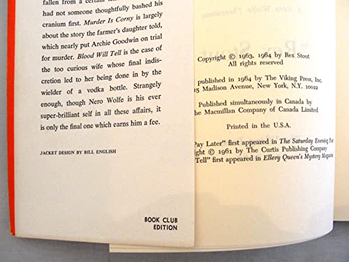 Trio for Blunt Instruments: A Nero Wolfe Threesome B001V7KPJ2 Book Cover