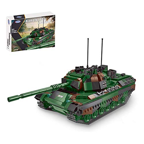 QIXIAOCYB XSuper Leopard 1 Militärtank WW2 1145 stücke Hauptschlacht Armee Tank Bausteine DIY Bau Set für Kinder…