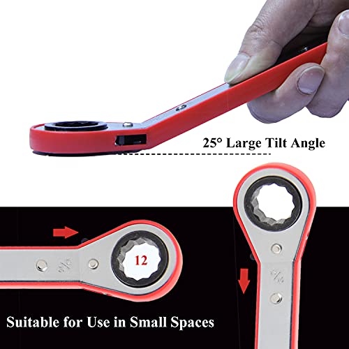 Macwork 5-Piece Offset Ratcheting Wrench Set ，Five Colors Reversible Universal Ratchet Double Ring Spanners,Professional Heat Treated Alloy Steel Sae Combination #TOP2