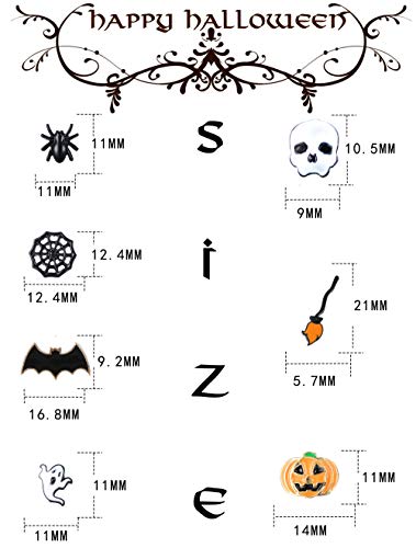 Sllaiss 7 Pairs Halloween Earrings For Women Men Stainless Steel Stud Earrings Set Black Spider Web Pumpkin Bat Earrings Skull Ghost Broom Stick Spider Halloween Jewelry3