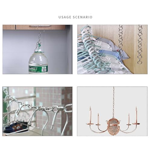 Image of RLECS DIY Lamp and Lantern Accessory Chain Hanging Chain White Iron Chain Wire Diameter 2.8MM Length 1M /4Inch Suitable for Hanging Plant Hanging Basket Chandelier Chain and Picture Hanging Chain