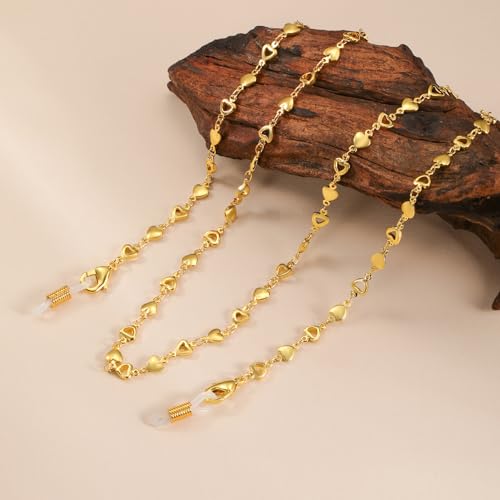 Image of Amaxer Heart Eyeglass Chain Silver /Rose Gold /Gold Eyewear Accessories for Men Women (gold), Medium