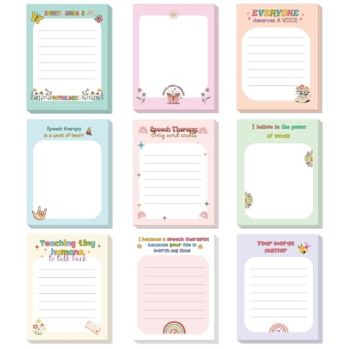 Zaamwoyy 9 Pcs Speech Pathologist Gifts, Cute Speech Language Pathologist Self-Adhesive Notes for...