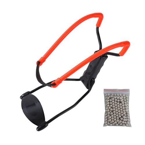 動物撃退器 害獣・害虫対策器 1個セット 合金スリングショットゴムバンド 屋外スポーツゲームカタパルト弓矢大人のための (ブラック+パチンコ玉)