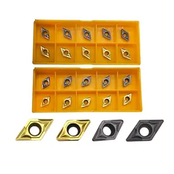 RHFGYY 20pcs DCMT21.51 DCMT21.52 DCMT070204 DCMT070208 Carbide Inserts Lathe Turning Inserts Turning Tool Multilayer Coated CNC Lathe Inserts for SDJCR Lathe Turning Tool Holder Replacement Insert