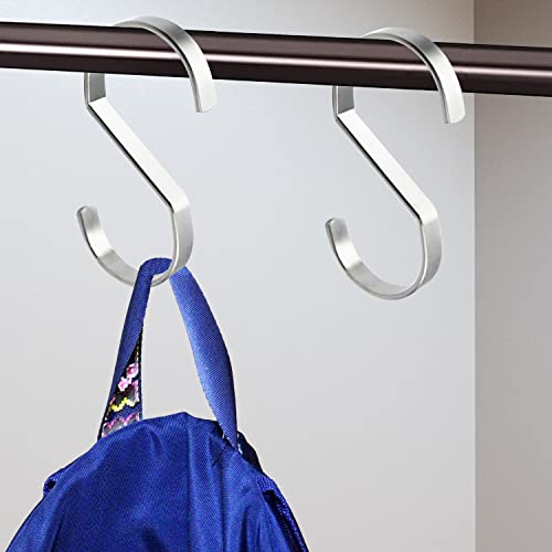 Metluck 16-Pack 4 Inch Flat S Shape Hooks Heavy-Duty Chrome Finish Hanging S Hooks For Kitchenware, Pots, Utensils, Plants, Towels, Gardening Tools, Clothes (Silver) #TOP5
