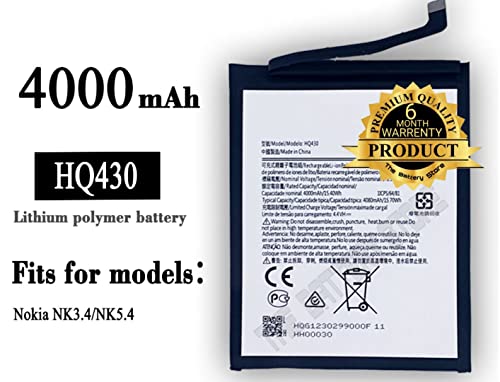 Image of THE BATTERY STORE Original Battery HQ430 for Nokia 3.4 TA-1288, TA-1285, TA-1283 HQ430 with 6 Months Warranty and high Capacity Battery Backup Carefully check your phone Model and purchase (For Nokia HQ430)