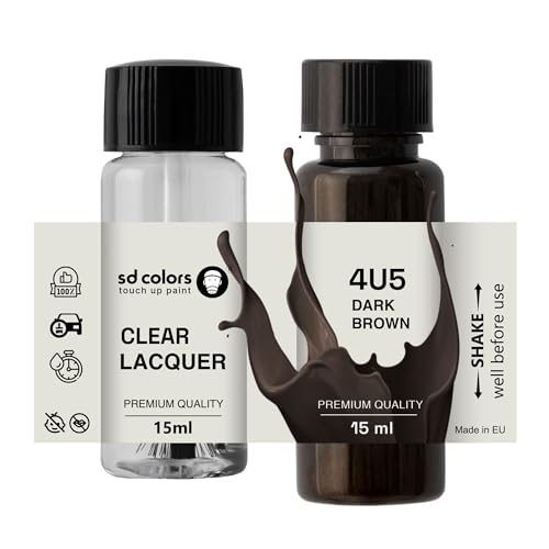 SD COLORS Dunkelbraun 4U5 Lackreparaturfarbe, 15 ML, Farbcode 4U5 Dunkelbraun (Farbe + Lack)