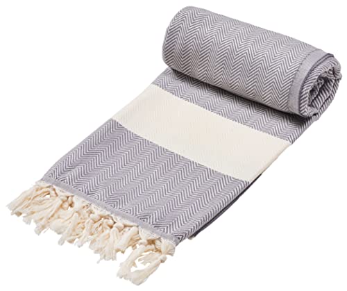 Sowel® Hamam Fouta Towel - Toalla de playa (100% algodón, 200 x 100 cm), color gris oscuro Cover