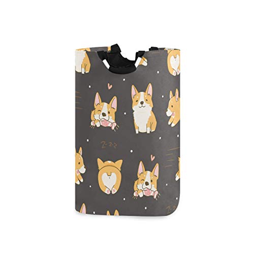 DOMIKING Laundry Storage Basket Corgi Dogs Laundry Hamper Collapsible Organizer for Kids Toy