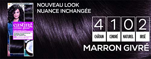 L’ORÉAL PARIS - Coloration Cheveux Semi-Permanente Ton sur Ton - Couleur Soin Gloss - Sans Ammoniaque - Casting Crème Gloss - Nuance : Marron Givré (4102) (Lot de 2)