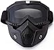 YIQI Motocross-Maske mit Abnehmbarer Schutzbrille und Filter im Mundbereich, für Vintage-Helme (graue Gläser)