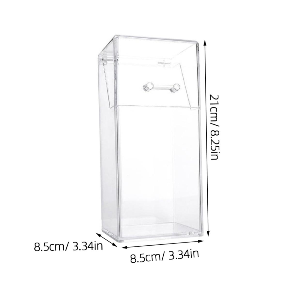2Pcs Acrylic Makeup Brush Holder with Lid, Clear Makeup Holder, Cosmetic Organizer Cosmetic Storage Display Box for Dressing Tables and Vanity, 3.34 x 3.34 x 8.25inch