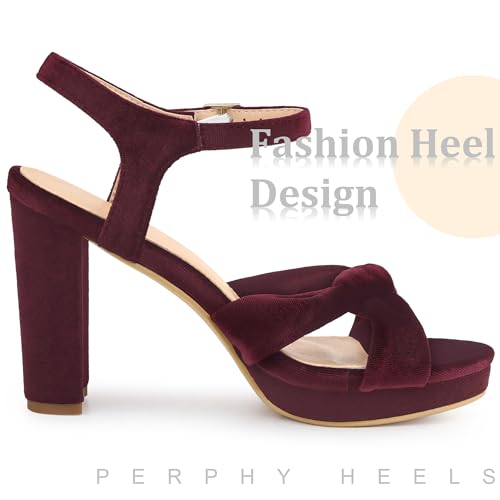 Perphy Knot Platform Velvet Block Heel Sandals for Women4