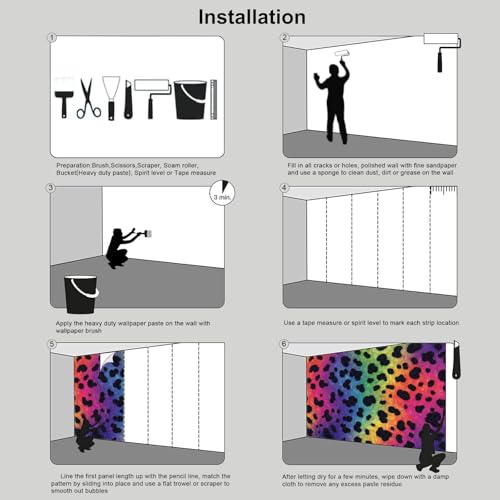 Papier peint panoramique multicolore léopard pop rétro 350x256cm