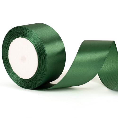 Cinta verde oscuro de 40 mm de ancho, cinta para envolver regalos de Navidad engrosada, utilizada para envolver regalos, moños para pasteles de Navidad, ramos, artesanías, autos de boda.