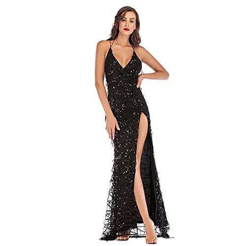 Robe d'été longue pour femmes avec fente haute et glands de soirée