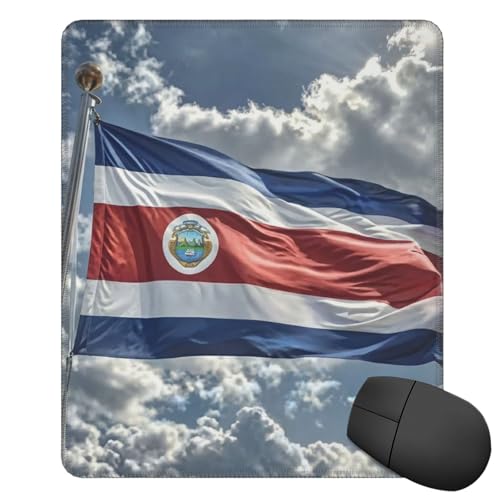 Tapis de souris pour ordinateur 25,4 x 30,5 cm, motif drapeau du Costa Rica - Tapis de souris lavable avec base en caoutchouc antidérapant - Tapis de souris de jeu pour bureau, ordinateur portable