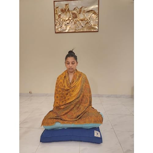Image of Meditation Cushion for Vipassana by DhyaanAasan Awareness Series | Recommended by Old Vipassana Meditators | 100% Pure Cotton with Removable Cover - Experience Pure Comfort for Your Mindful Practice