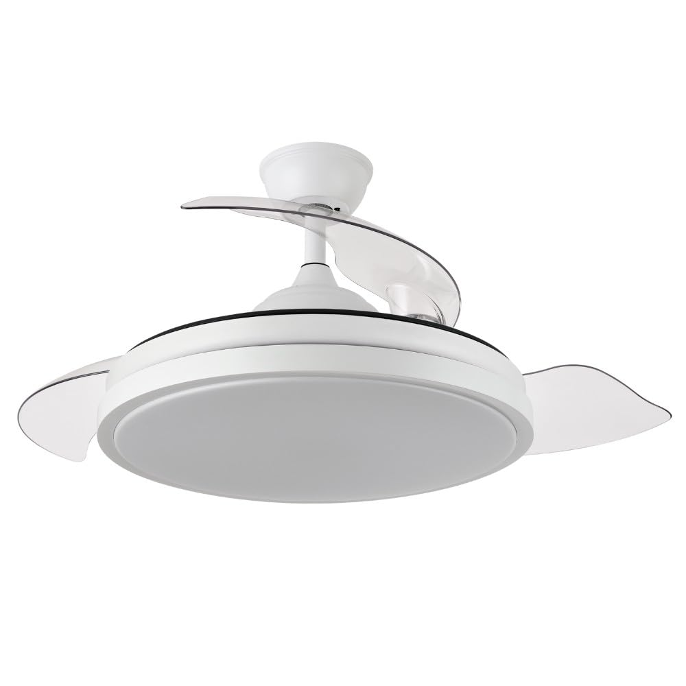 FABRILAMP Ventilador DC 72W, 6120 lm, 3 aspas, 110º, 3 colores, con control remoto, temporizador y función memoria, ideal para refrigerar espacios.