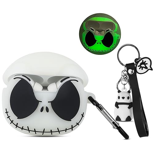 CCXNAS Compatible with AirPods Pro/Pro 2nd Generation Case Cover with Keychain, Glow in The Dark Skull Cases for Apple Airpods Pro 2nd/1st Case, Cute Funny Anime Cases for Airpods Pro 2/1