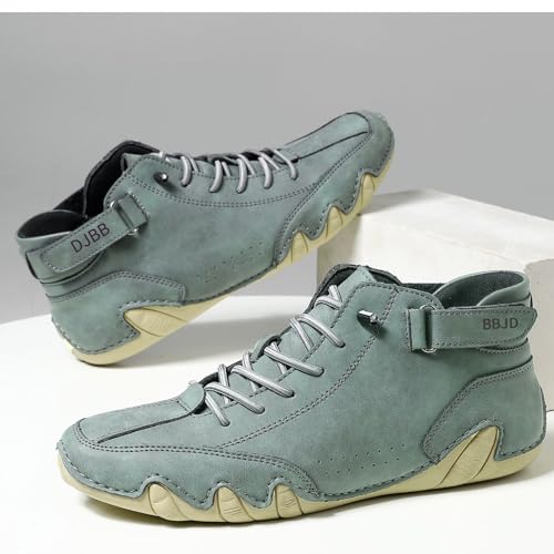 Image of baobeijiadao Men's Beck Shoes Waterproof Non Slip High Top Chukka Boots Handmade Suede Caual Outdoor Sneakers