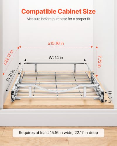 Image of VEVOR Pull Out Cabinet Organizer 14.06 inchW x 20.94 inchD Steel Slide Out Drawers